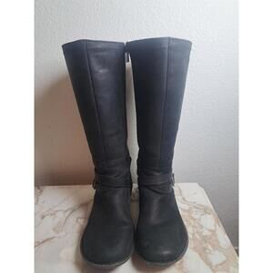 Ugg Black Tall Leather Zip Up Womens Rosen 1005450  Shearling Lined Boots Sz 9.5